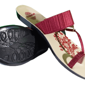 Women's Maroon And Beige Designing Sandal