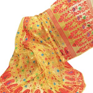 Women's Mix Colored Handloom Handmade Saree With Blouse Piece